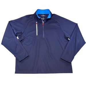 Brooks Brothers Pro Sport Zero Restriction Navy Blue 1/4 Zip Golf Pullover L